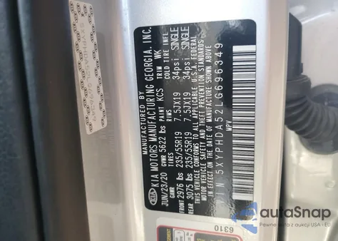 2020 Kia Sorento Ex from USA, damaged, VIN 5XYPHDA52LG696349